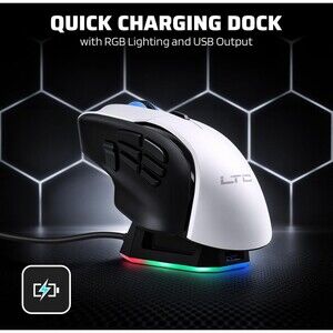 LTC MKM071 Wireless MMO Gaming Mouse with RGB Charging Dock, Tri-Mode